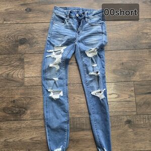 American Eagle Outfitters Women's Ripped Blue Skinny Jeans